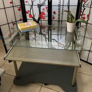 Glass metal desk